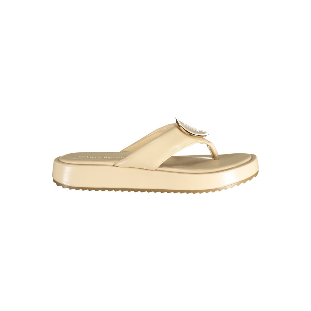 Laura Biagiotti Beige Polyurethane Women's Sandal Laura Biagiotti