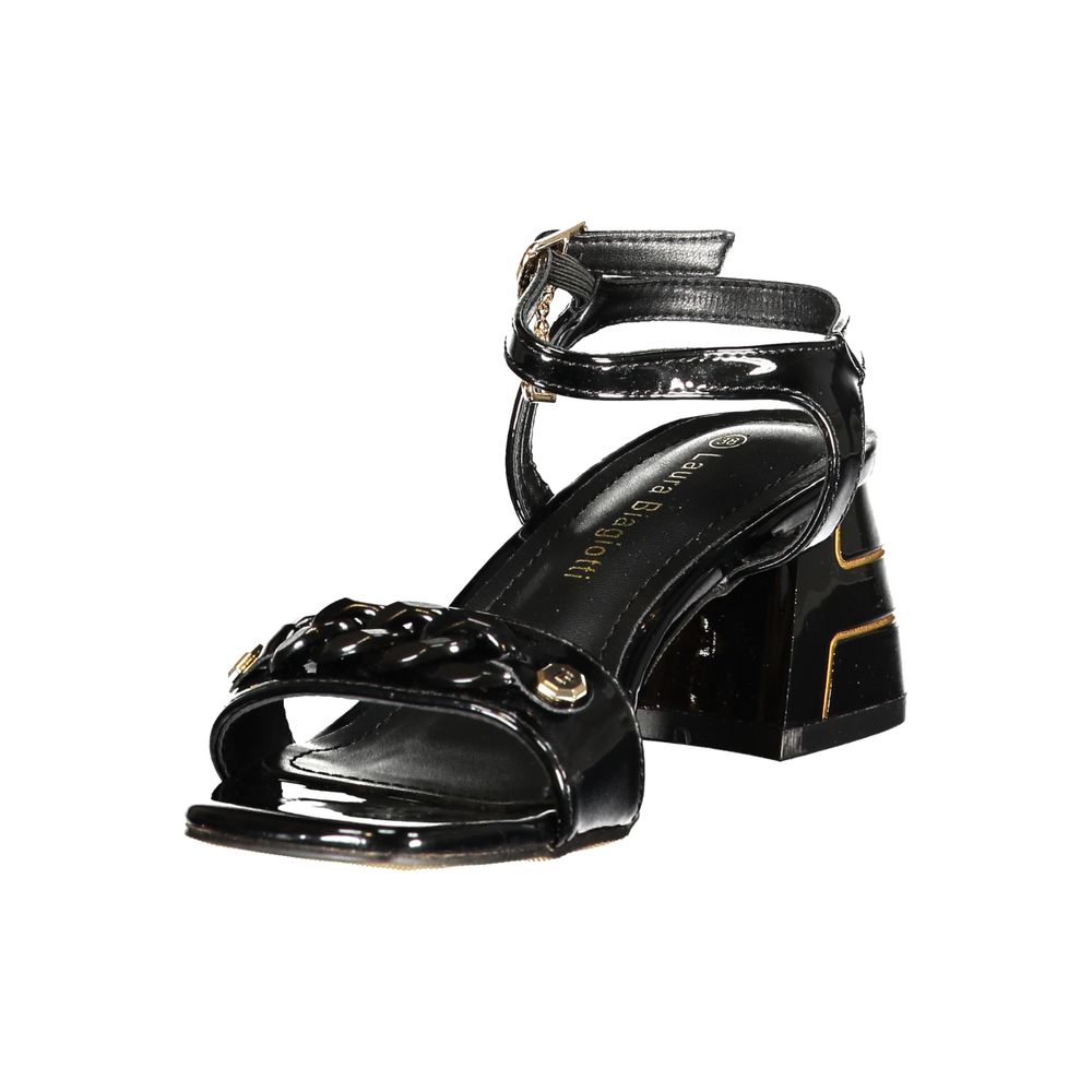 Laura Biagiotti Black Polyurethane Women's Sandal Laura Biagiotti