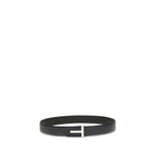 Tom Ford Black Calf Leather Bos Taurus Belt