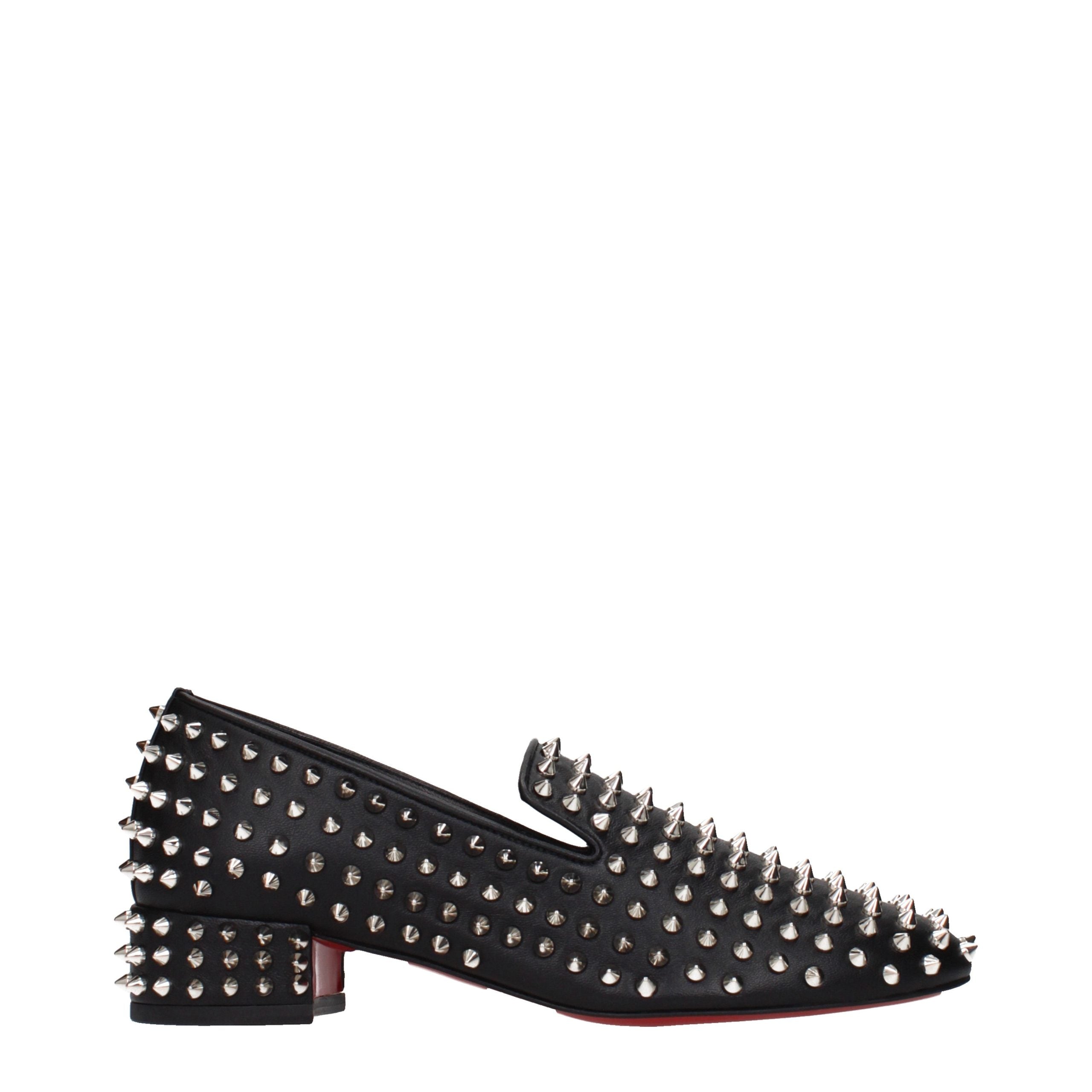 Christian Louboutin Black Leather Slip-On Loafers Christian Louboutin