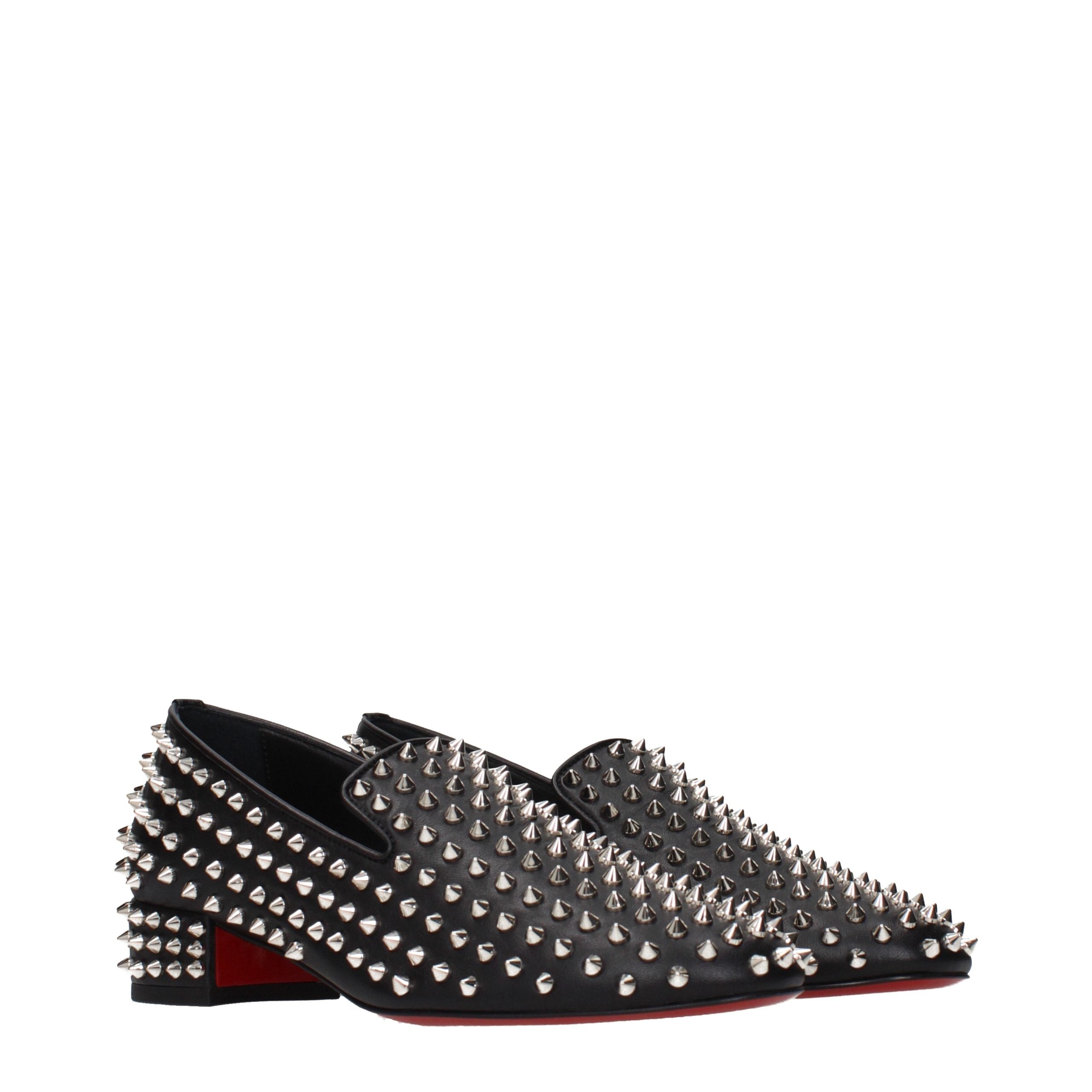 Christian Louboutin Black Leather Slip-On Loafers Christian Louboutin
