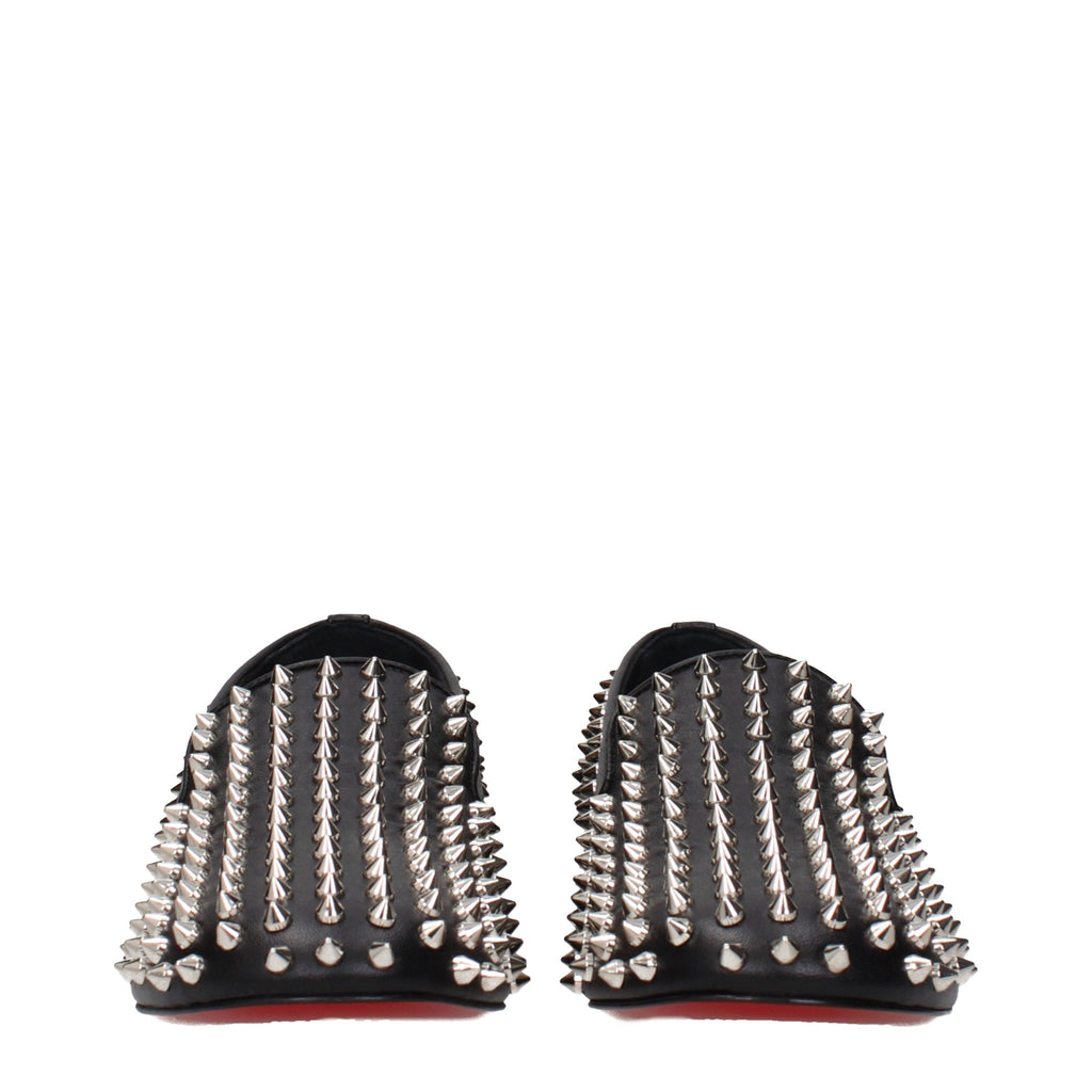 Christian Louboutin Black Leather Slip-On Loafers Christian Louboutin