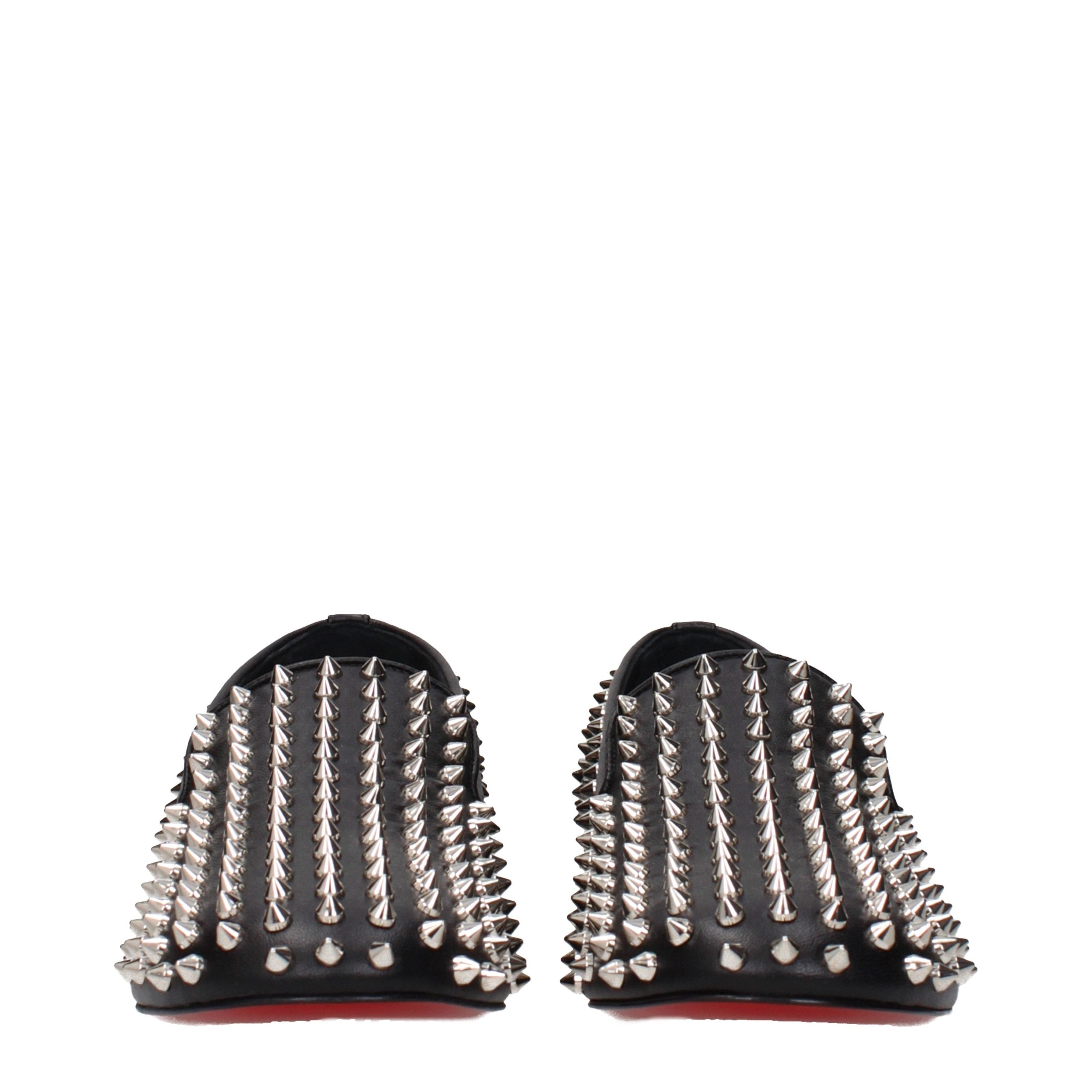 Christian Louboutin Black Leather Slip-On Loafers Christian Louboutin