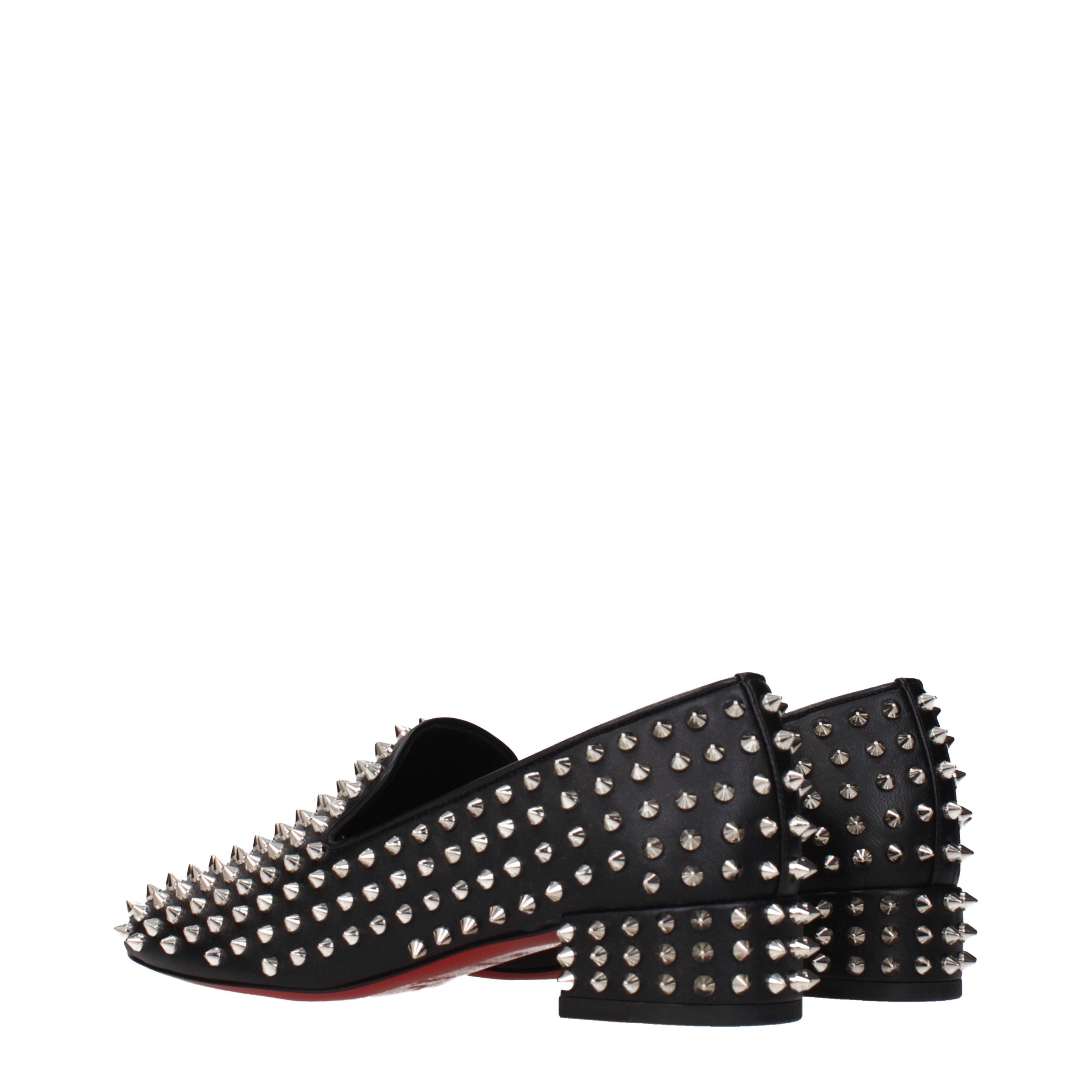 Christian Louboutin Black Leather Slip-On Loafers Christian Louboutin