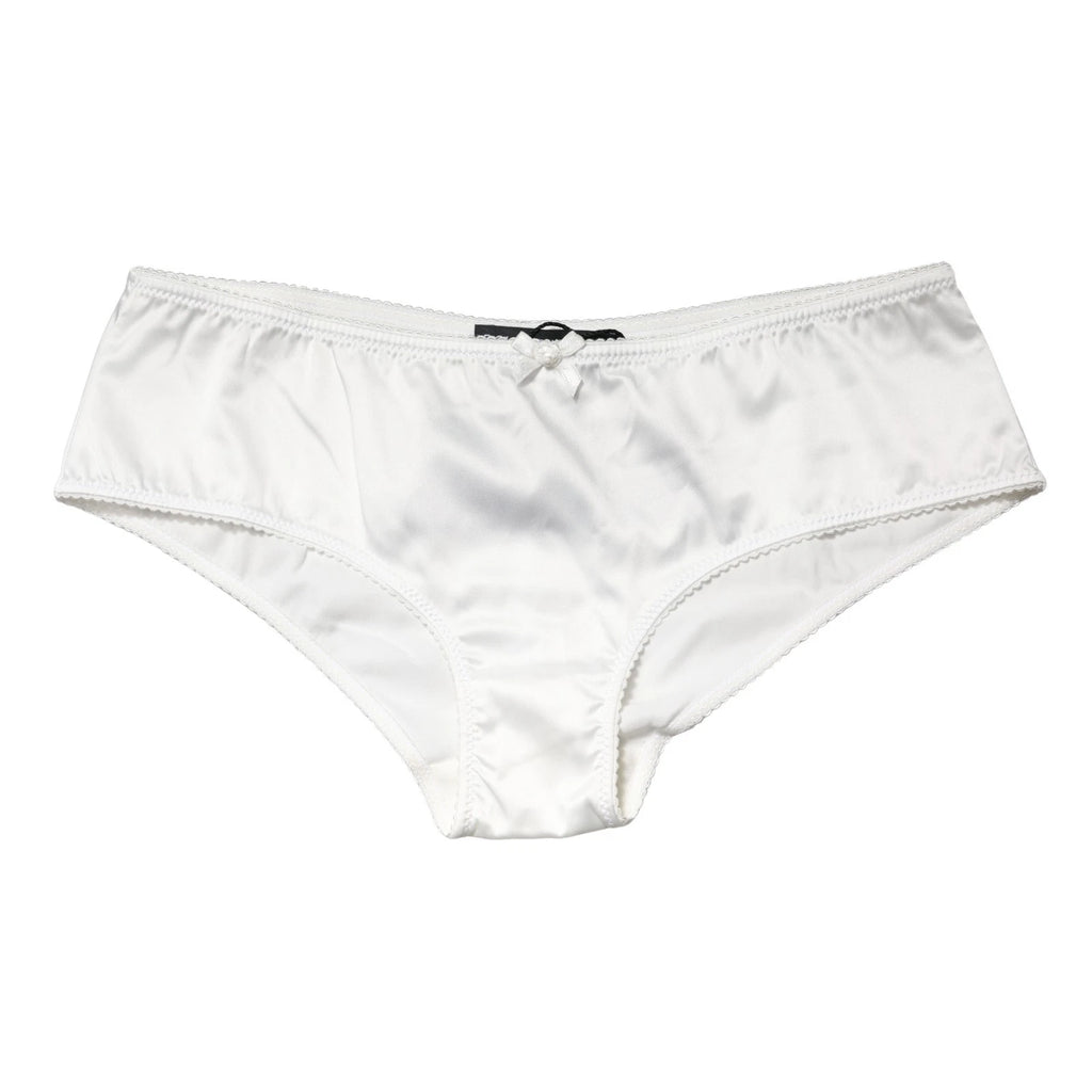 Dolce & Gabbana White Silk Stretch Mid Waist Brief Panty Underwear