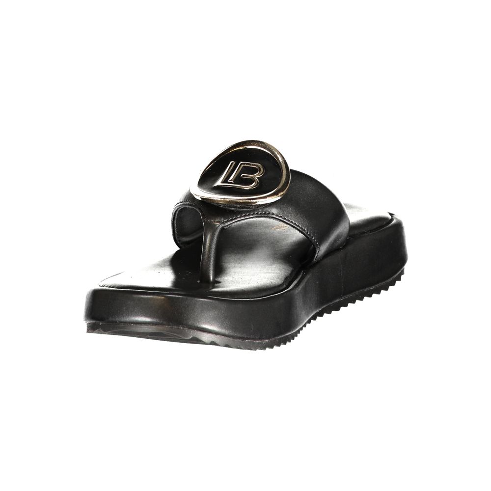 Laura Biagiotti Black Polyurethane Women's Sandal Laura Biagiotti