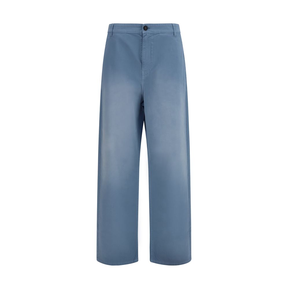 Miu Miu Blue Cotton Casual Pants Miu Miu