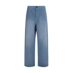Miu Miu Blue Cotton Casual Pants Miu Miu