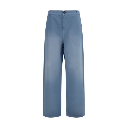Miu Miu Blue Cotton Casual Pants Miu Miu