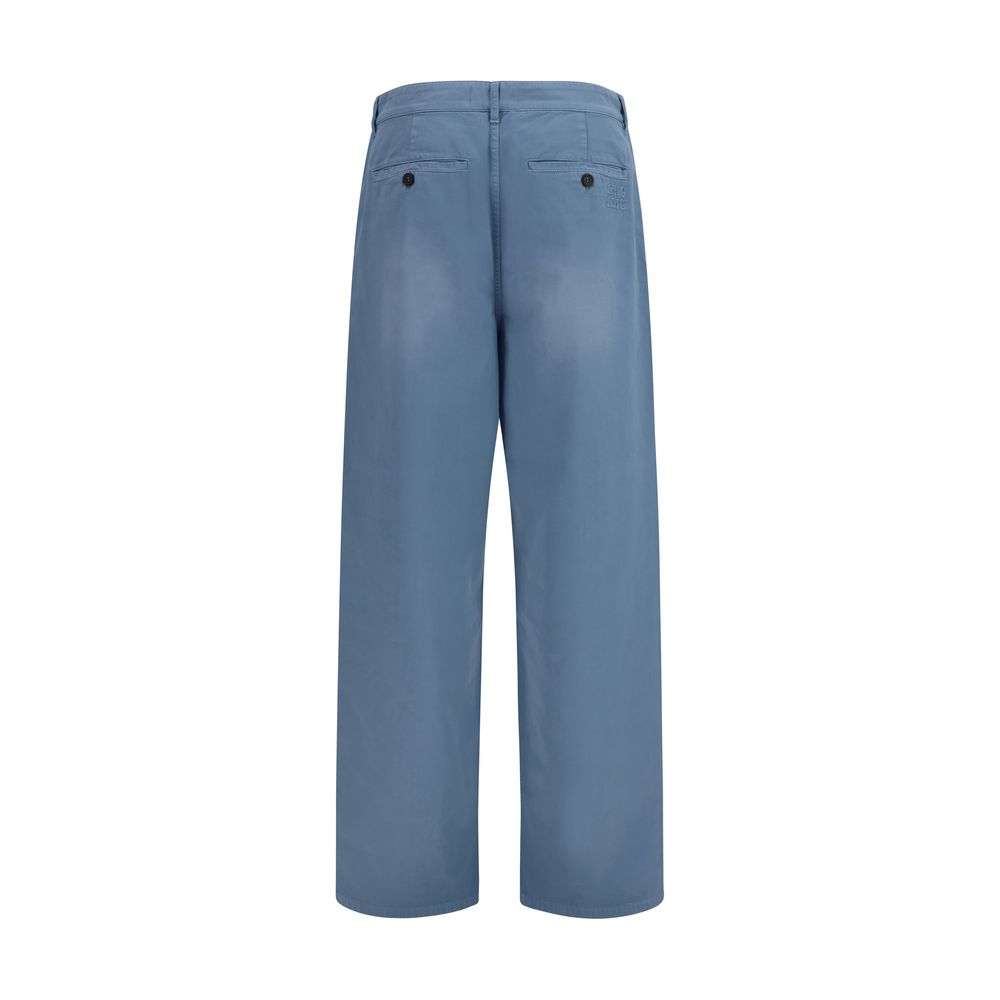 Miu Miu Blue Cotton Casual Pants Miu Miu