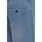 Miu Miu Blue Cotton Casual Pants Miu Miu