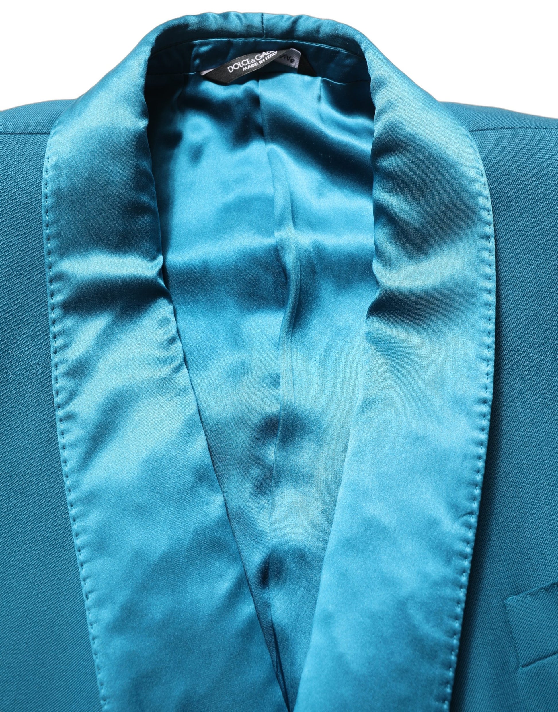 Dolce & Gabbana Teal Wool Double Breasted Formal Coat Blazer Dolce & Gabbana