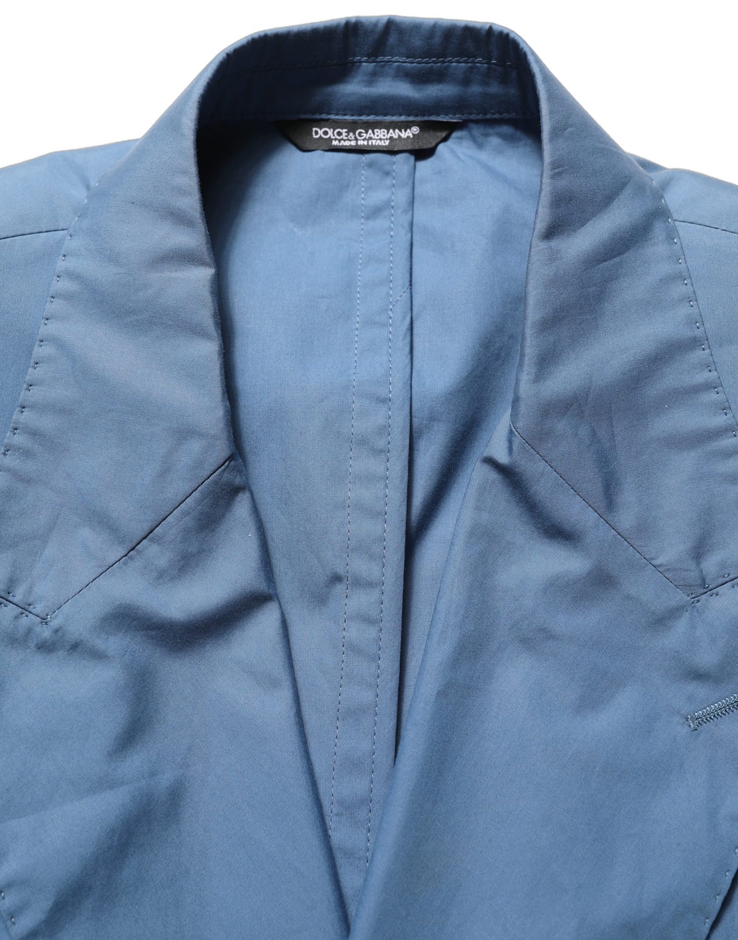 Dolce & Gabbana Blue Cotton Double Breasted Men Coat Blazer Dolce & Gabbana