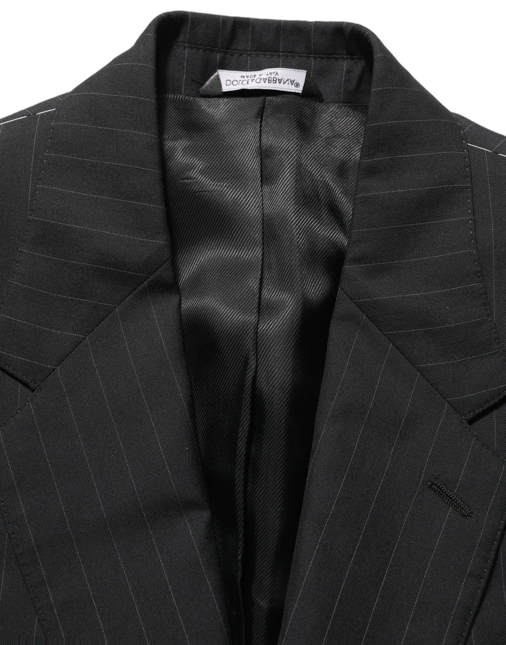 Dolce & Gabbana Black Stripes Wool Single Breasted Blazer Dolce & Gabbana