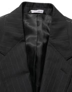 Dolce & Gabbana Black Stripes Wool Single Breasted Blazer Dolce & Gabbana
