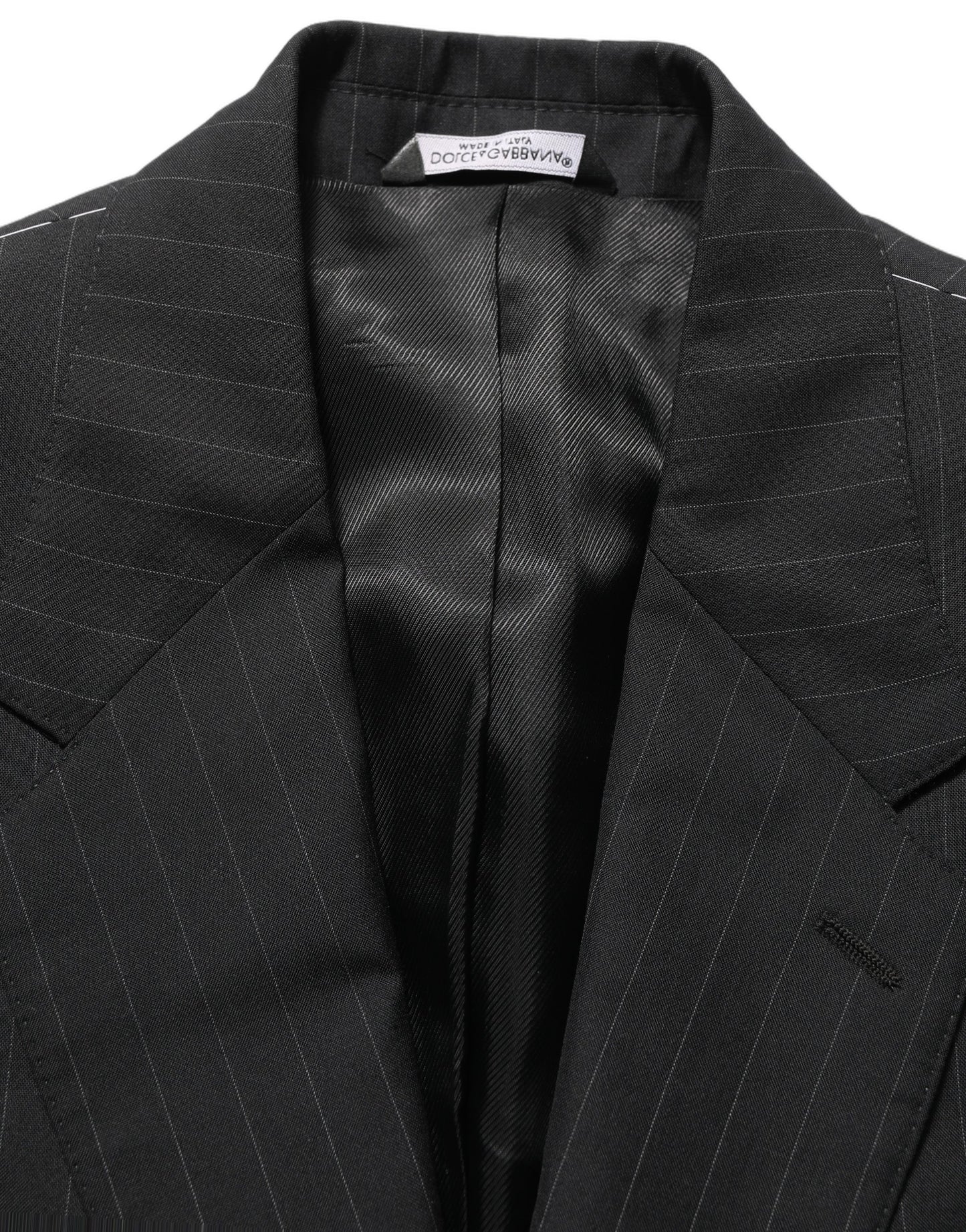 Dolce & Gabbana Black Stripes Wool Single Breasted Blazer Dolce & Gabbana