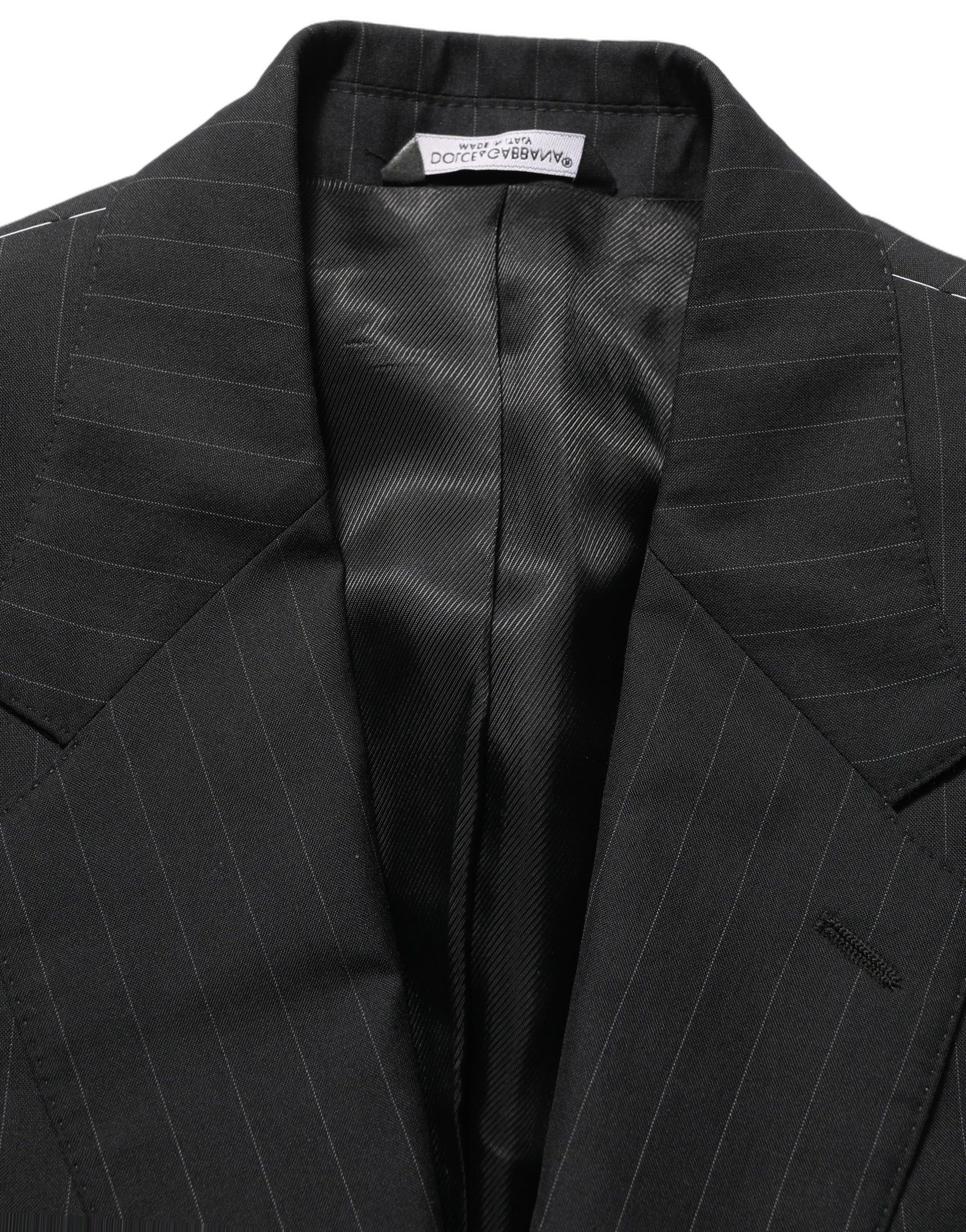 Dolce & Gabbana Black Stripes Wool Single Breasted Blazer Dolce & Gabbana