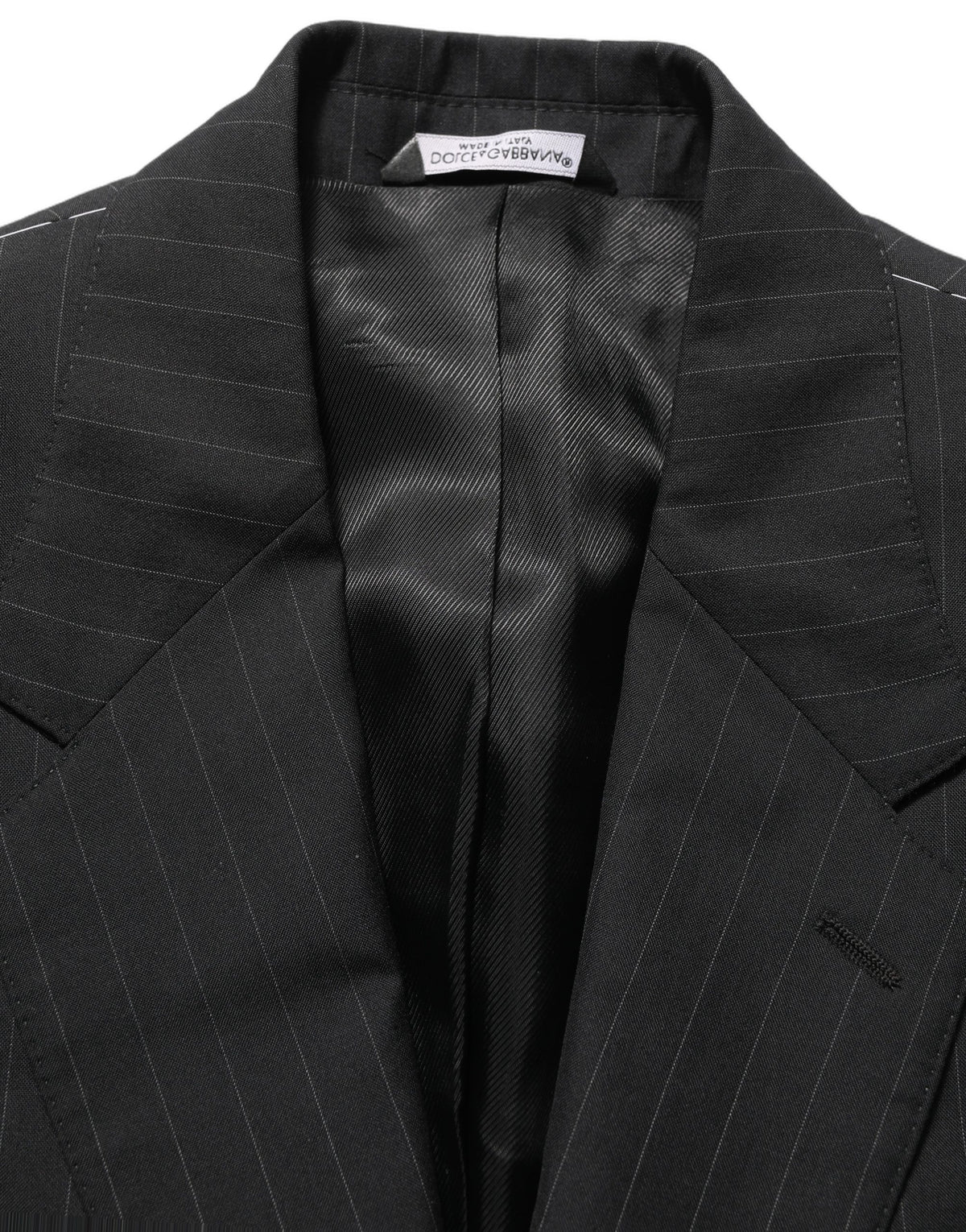 Dolce & Gabbana Black Stripes Wool Single Breasted Blazer Dolce & Gabbana