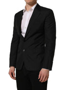 Dolce & Gabbana Black Stripes Wool Single Breasted Blazer Dolce & Gabbana