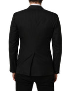 Dolce & Gabbana Black Stripes Wool Single Breasted Blazer Dolce & Gabbana