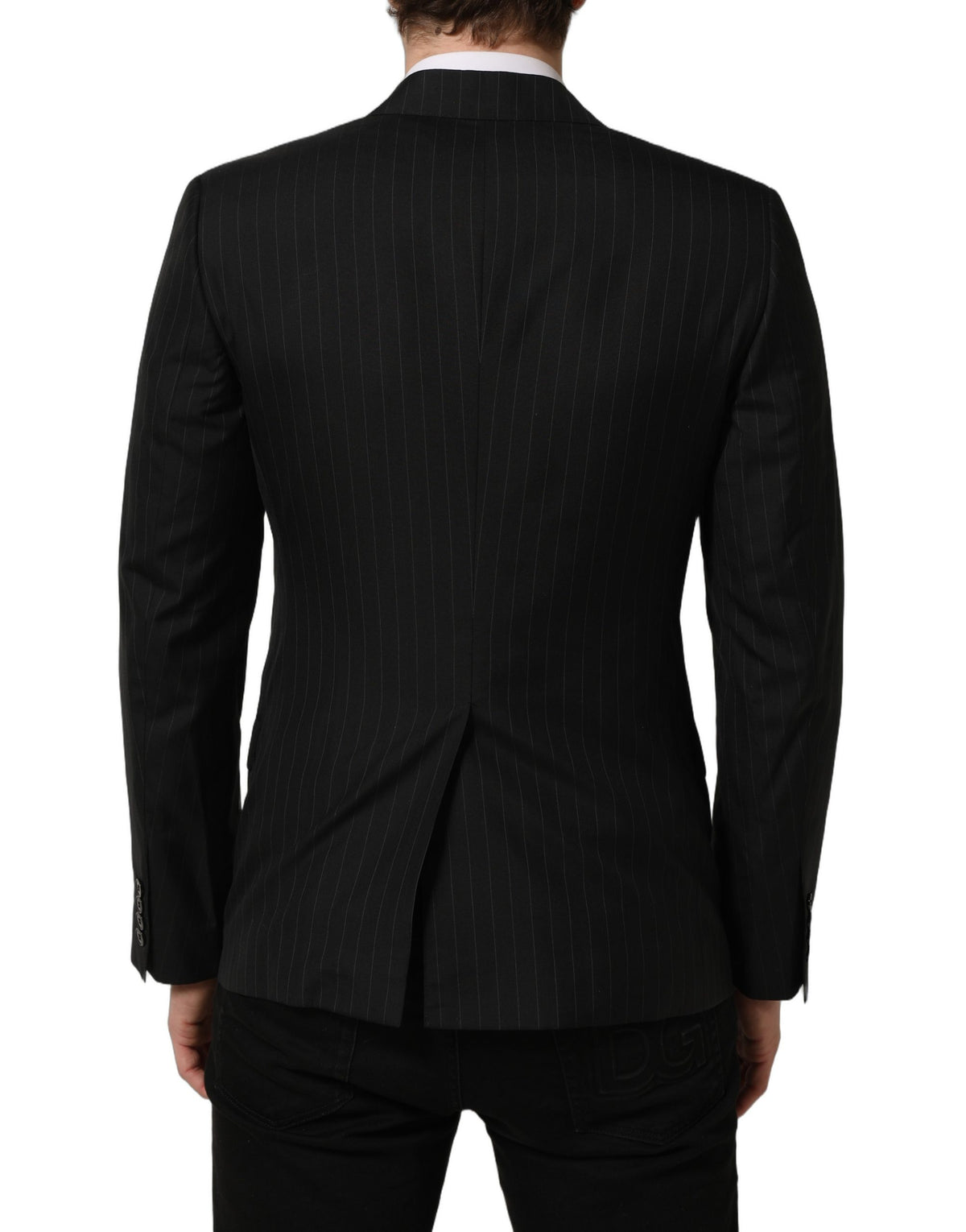 Dolce & Gabbana Black Stripes Wool Single Breasted Blazer Dolce & Gabbana