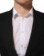 Dolce & Gabbana Black Stripes Wool Single Breasted Blazer Dolce & Gabbana