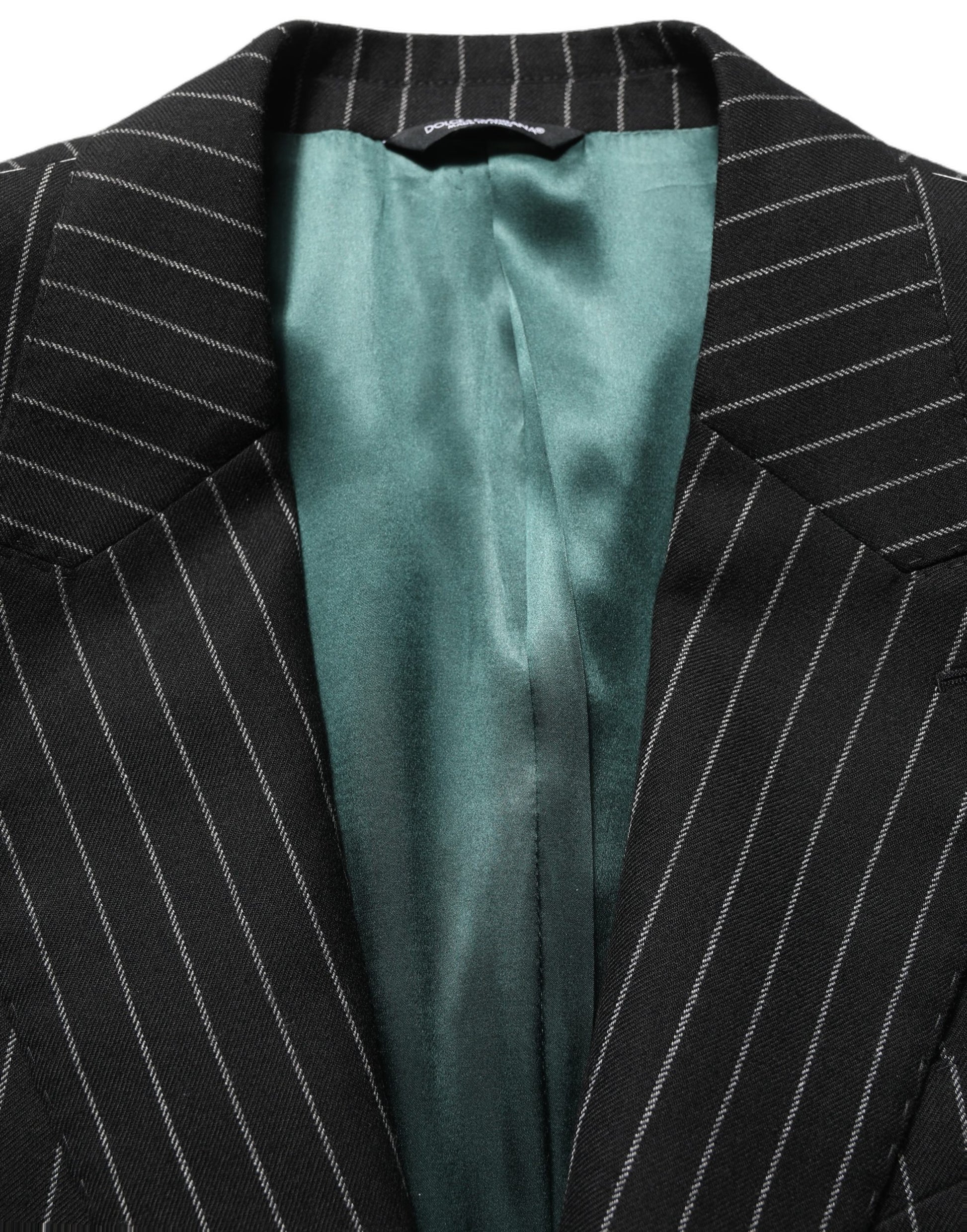 Dolce & Gabbana Black Stripes Wool Single Breasted Blazer Dolce & Gabbana