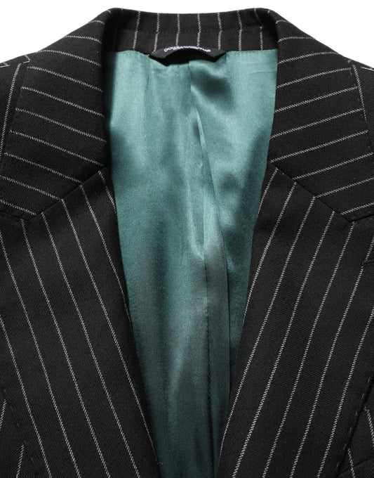 Dolce & Gabbana Black Stripes Wool Single Breasted Blazer Dolce & Gabbana