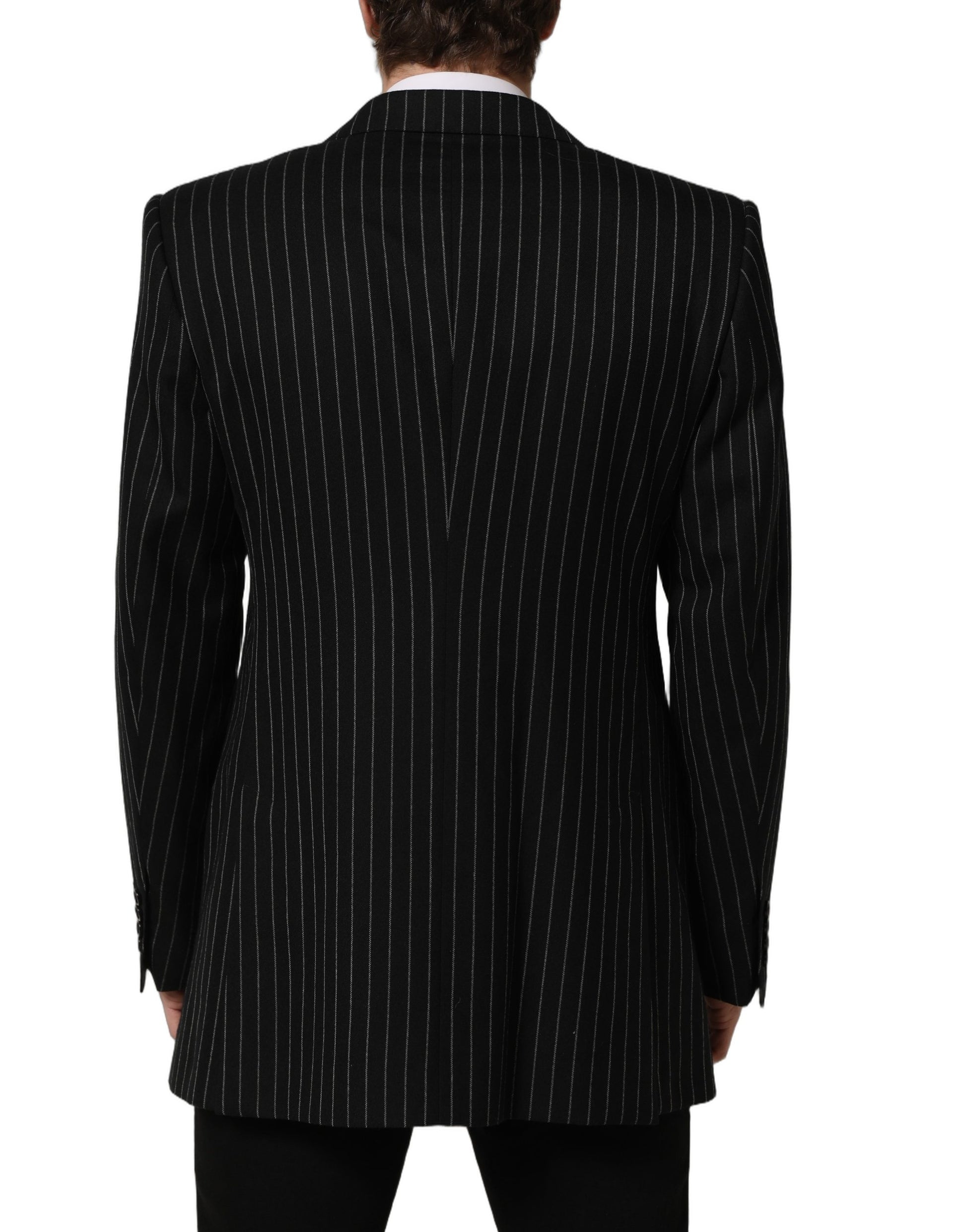 Dolce & Gabbana Black Stripes Wool Single Breasted Blazer Dolce & Gabbana