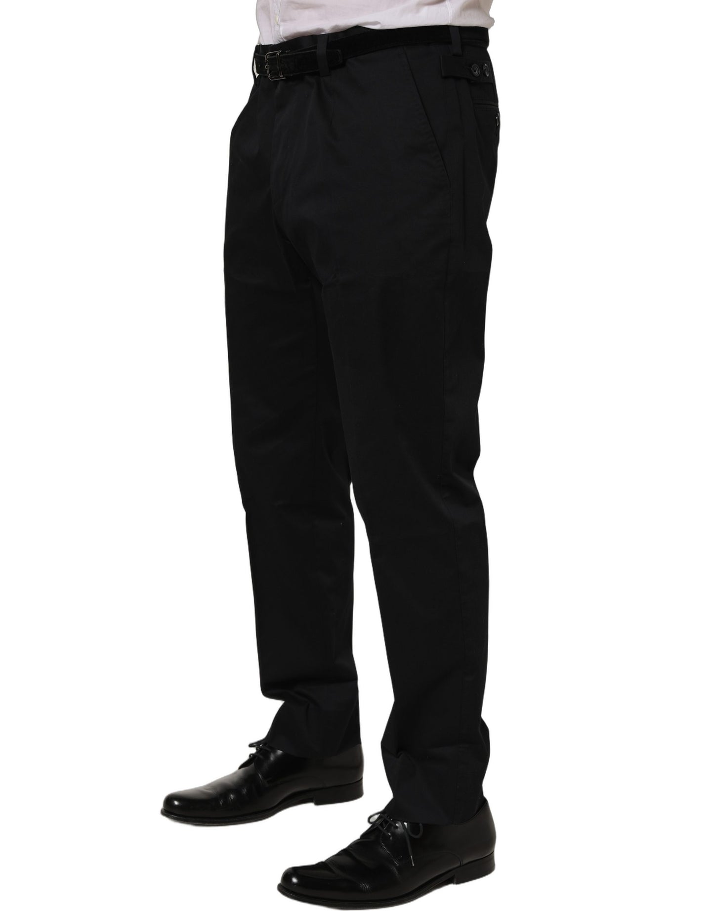 Dolce & Gabbana Black Cotton Tapered Leg Dress Trouser Pants Dolce & Gabbana