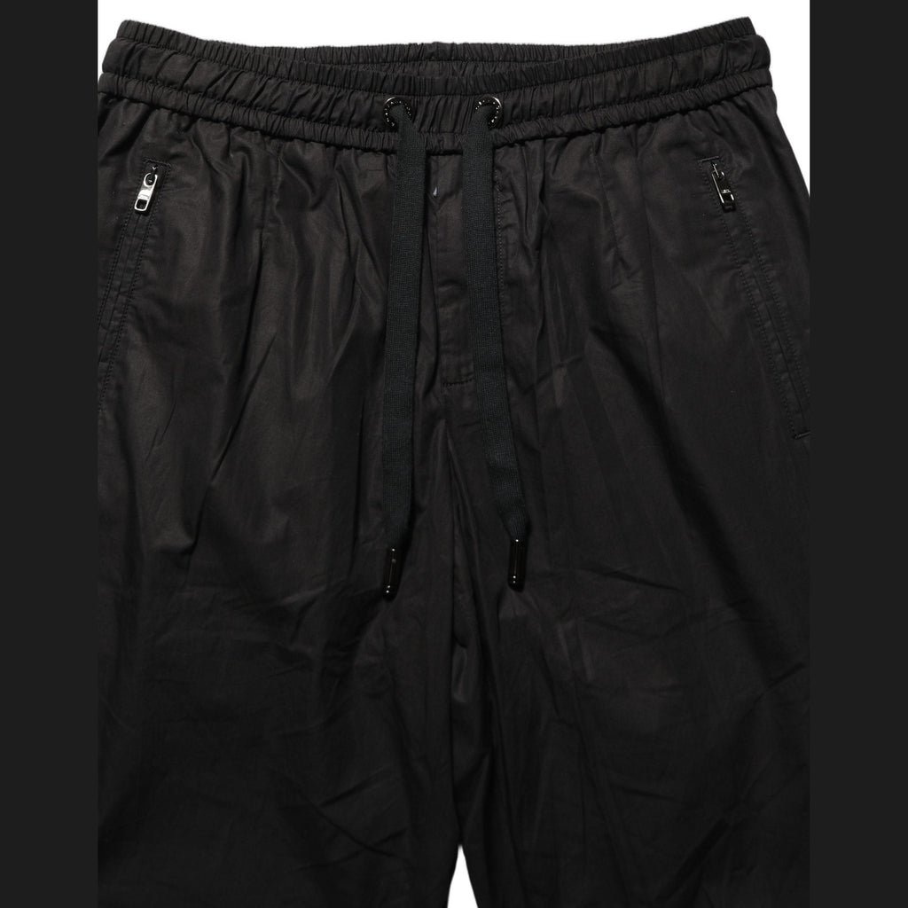 Dolce & Gabbana Black Cotton Mid Waist Jogger Sweatpants Pants Dolce & Gabbana