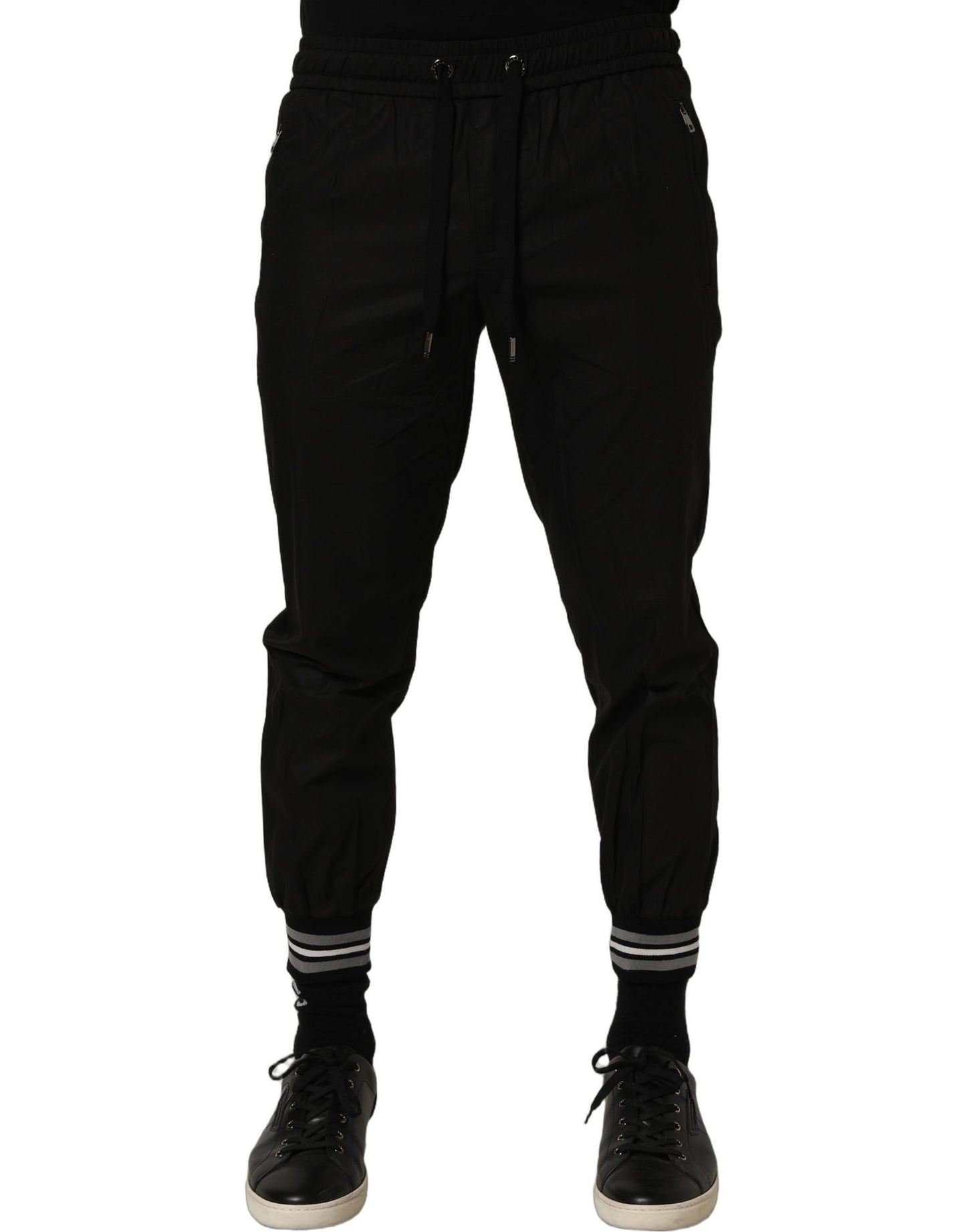 Dolce & Gabbana Black Cotton Mid Waist Jogger Sweatpants Pants Dolce & Gabbana