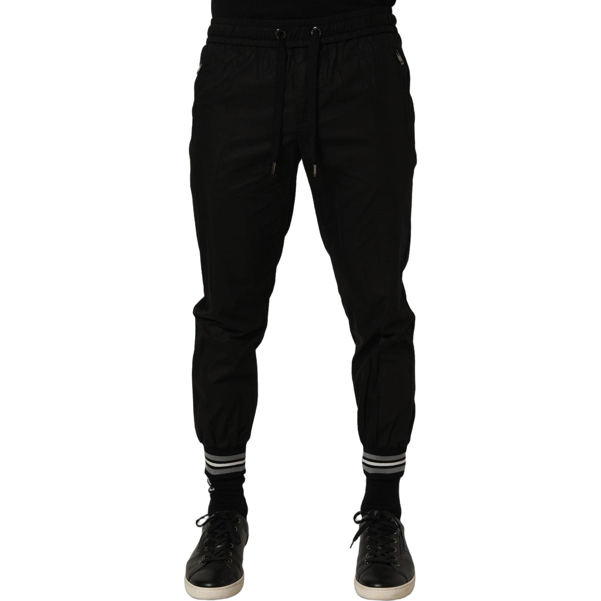 Dolce & Gabbana Black Cotton Mid Waist Jogger Sweatpants Pants Dolce & Gabbana