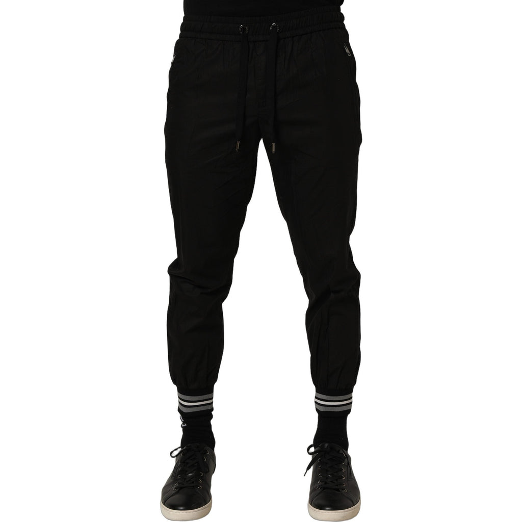 Dolce & Gabbana Black Cotton Mid Waist Jogger Sweatpants Pants Dolce & Gabbana