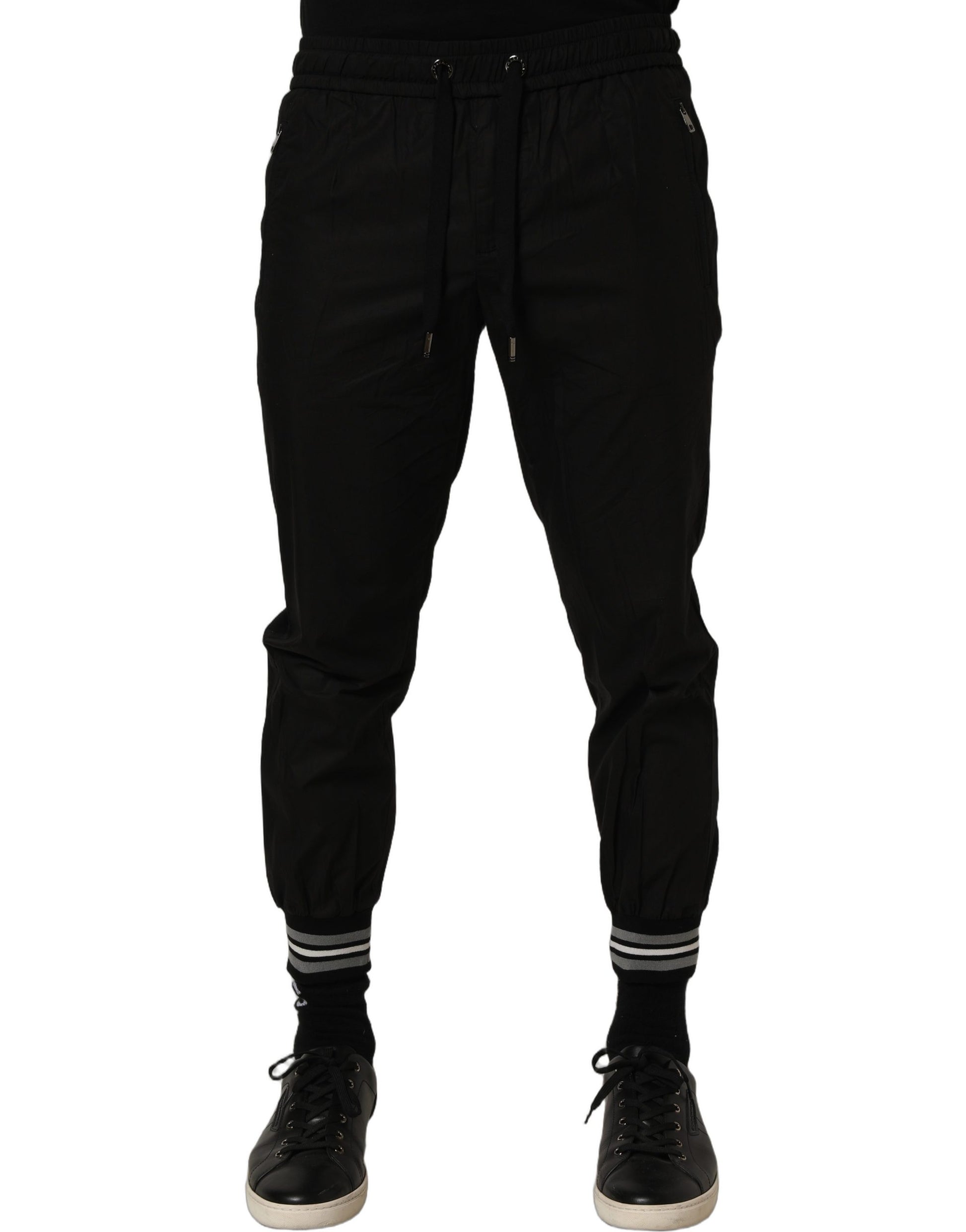 Dolce & Gabbana Black Cotton Mid Waist Jogger Sweatpants Pants Dolce & Gabbana