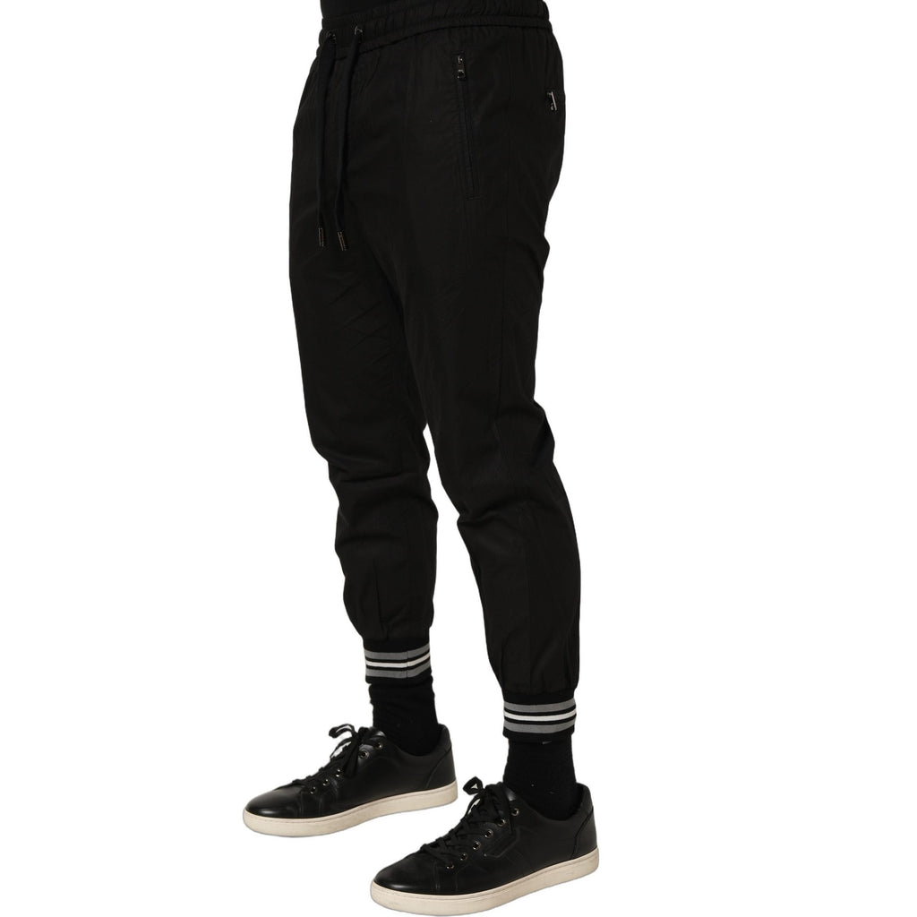 Dolce & Gabbana Black Cotton Mid Waist Jogger Sweatpants Pants Dolce & Gabbana
