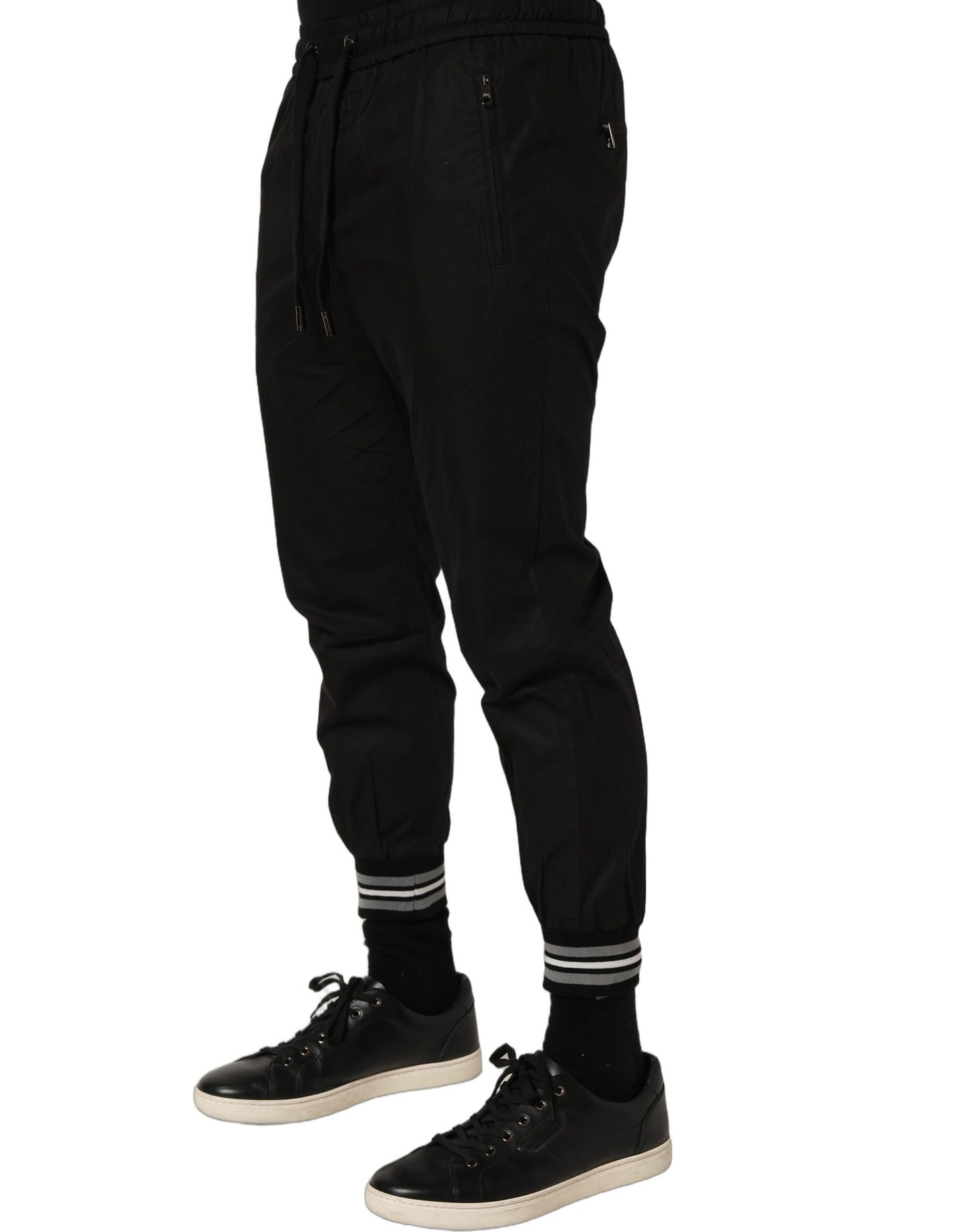 Dolce & Gabbana Black Cotton Mid Waist Jogger Sweatpants Pants Dolce & Gabbana