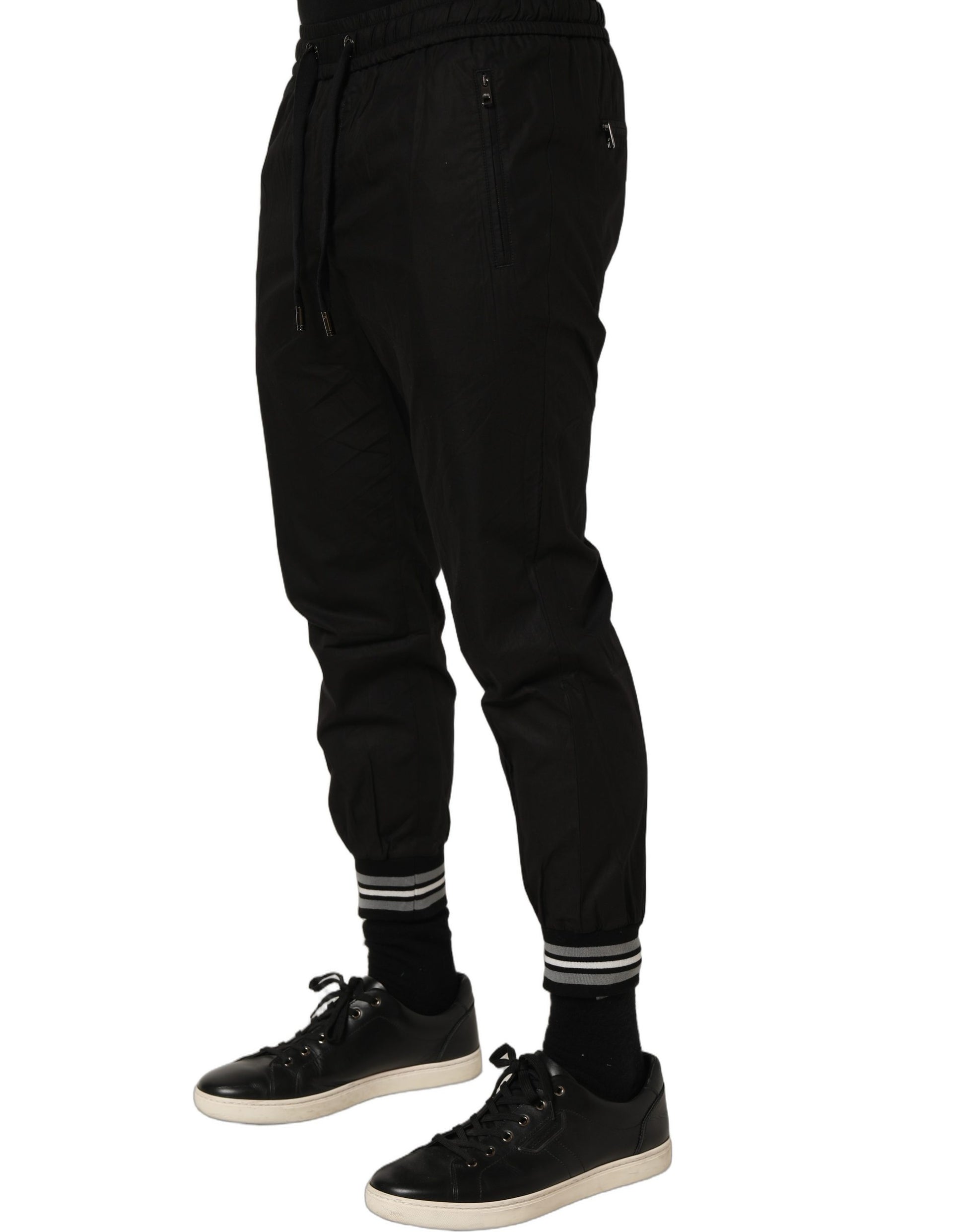 Dolce & Gabbana Black Cotton Mid Waist Jogger Sweatpants Pants Dolce & Gabbana