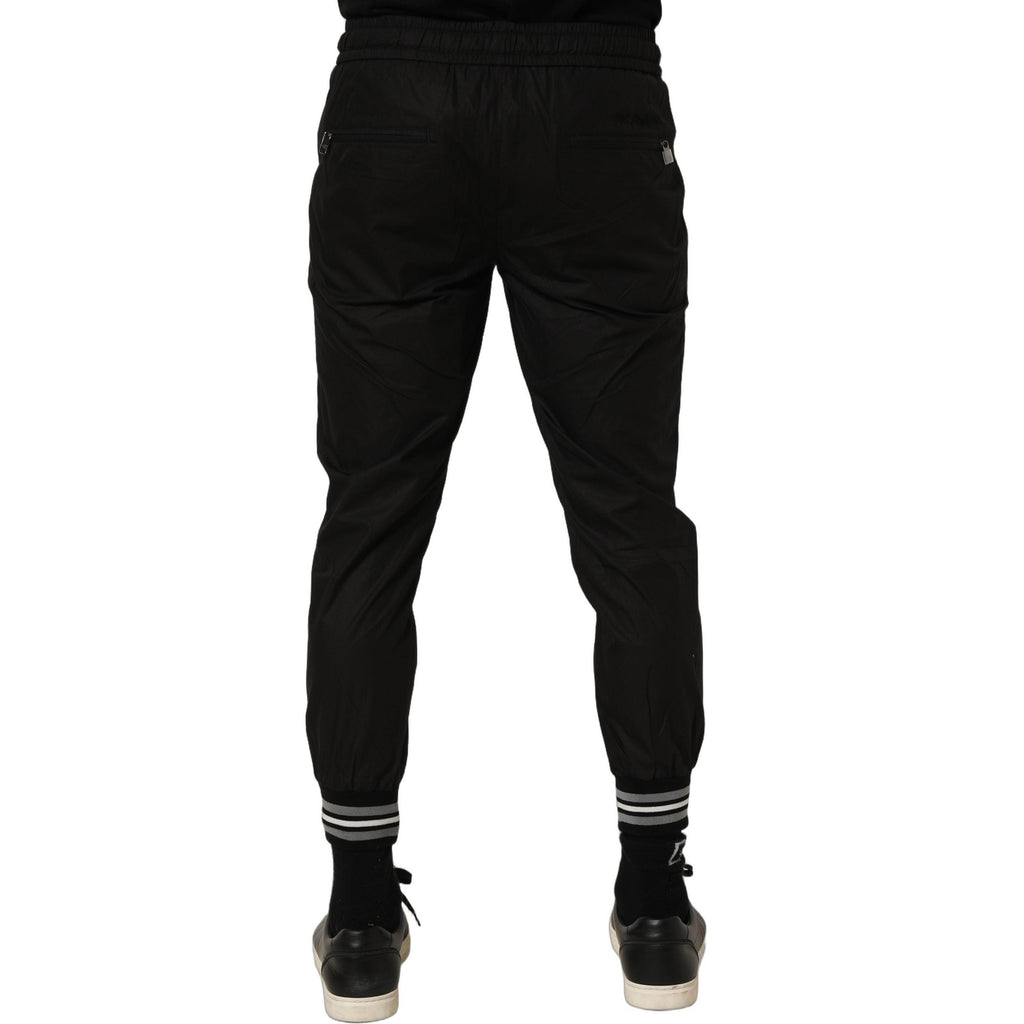 Dolce & Gabbana Black Cotton Mid Waist Jogger Sweatpants Pants Dolce & Gabbana