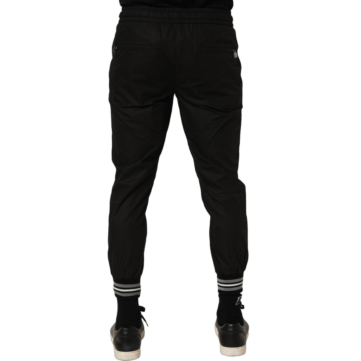 Dolce & Gabbana Black Cotton Mid Waist Jogger Sweatpants Pants Dolce & Gabbana