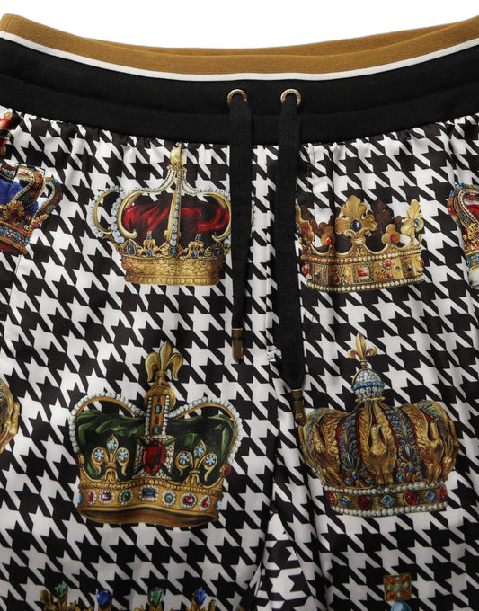 Dolce & Gabbana Multicolor Houndstooth Crown Men Sweatpants Pants Dolce & Gabbana