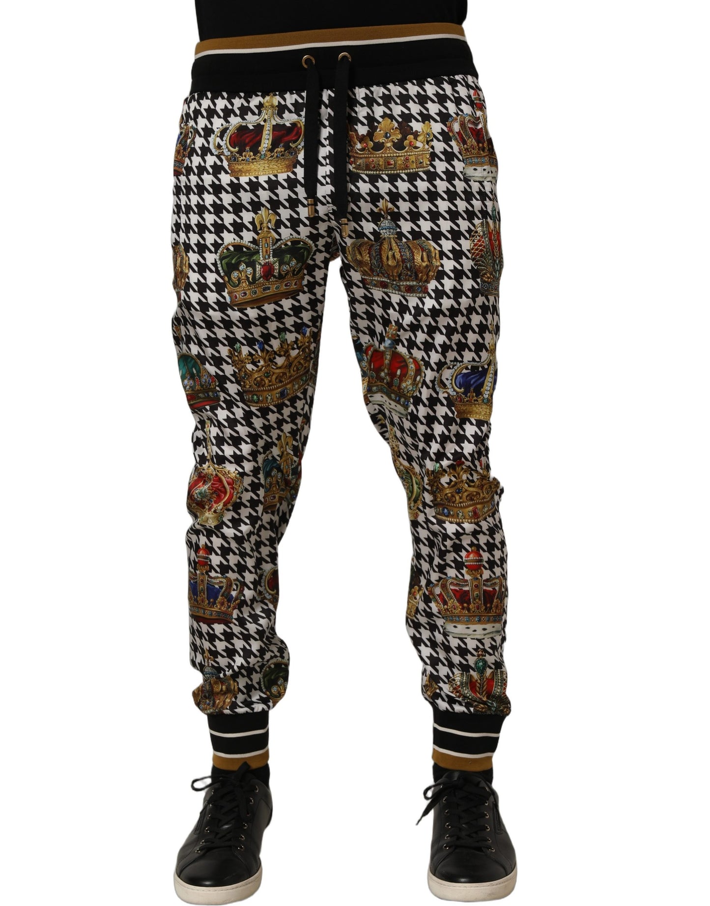 Dolce & Gabbana Multicolor Houndstooth Crown Men Sweatpants Pants Dolce & Gabbana