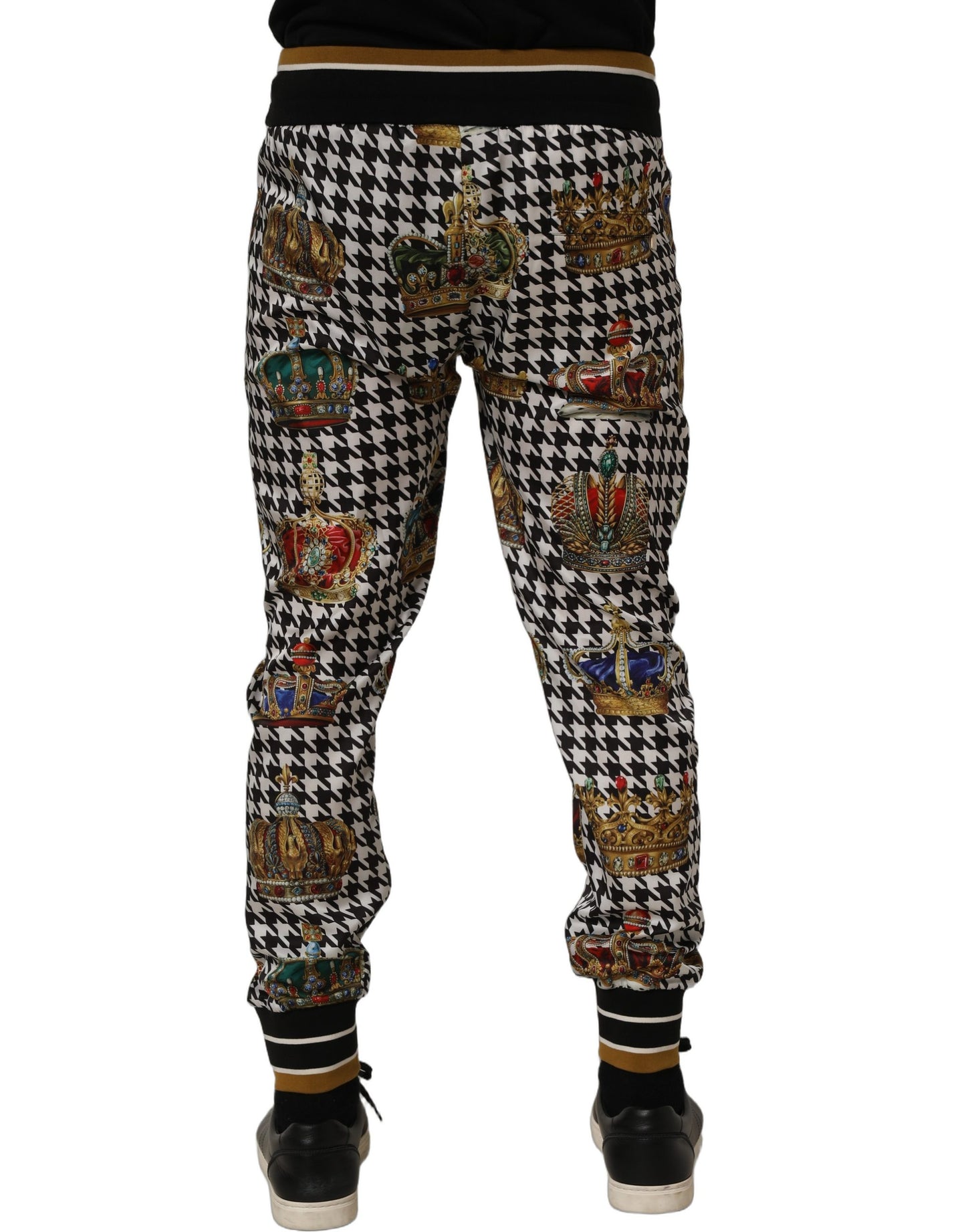 Dolce & Gabbana Multicolor Houndstooth Crown Men Sweatpants Pants Dolce & Gabbana