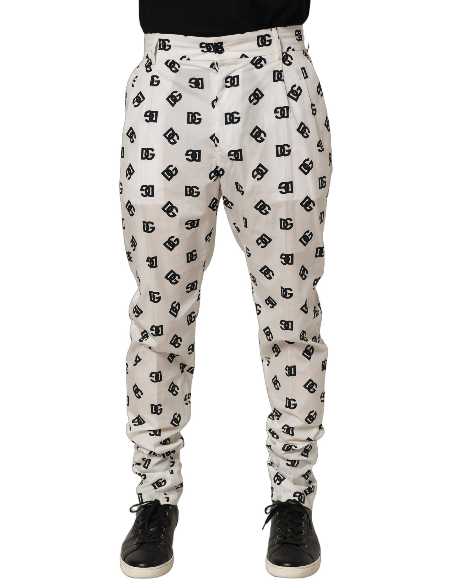 Dolce & Gabbana White Logo Skinny Leg Dress Men Trouser Pants Dolce & Gabbana
