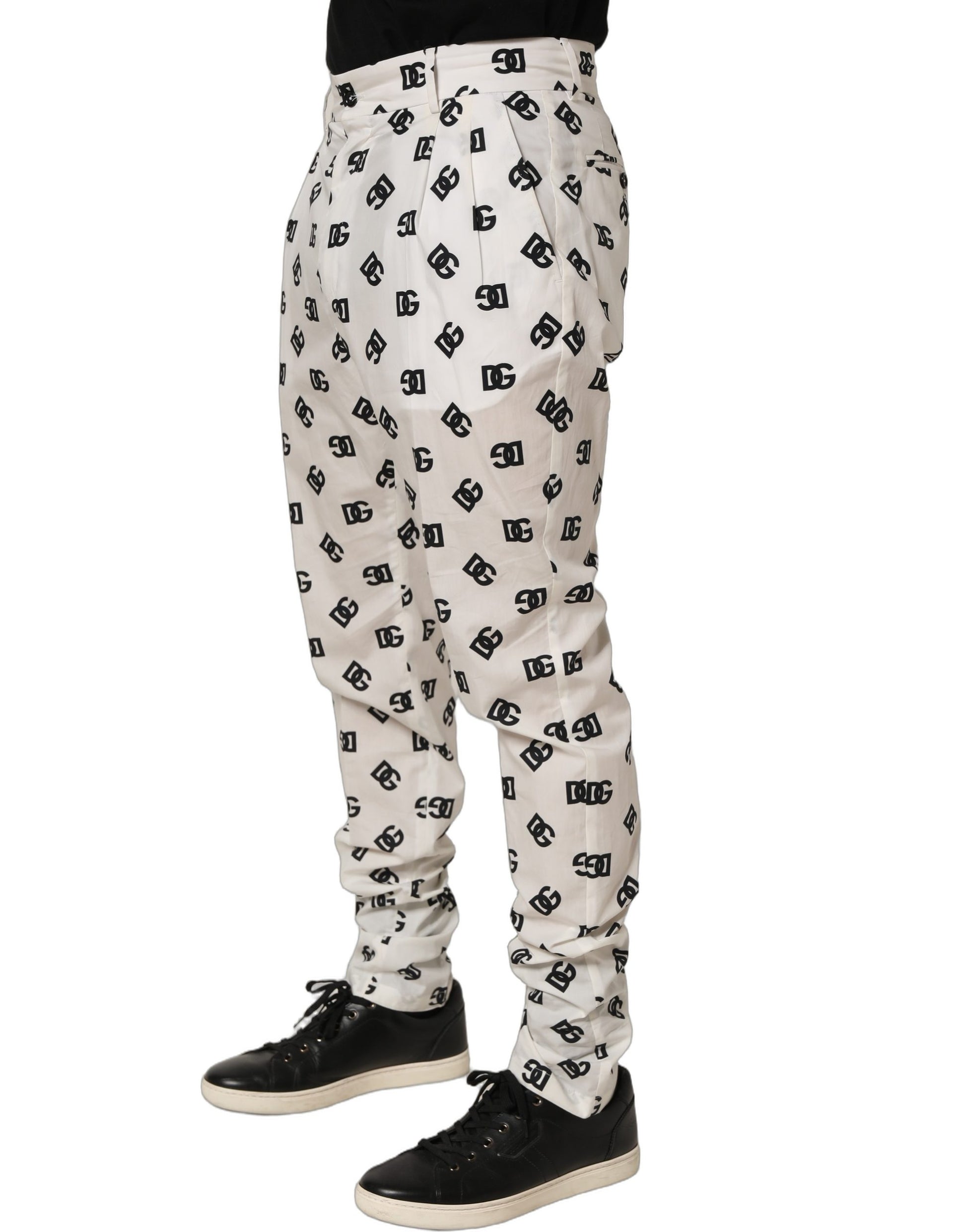 Dolce & Gabbana White Logo Skinny Leg Dress Men Trouser Pants Dolce & Gabbana