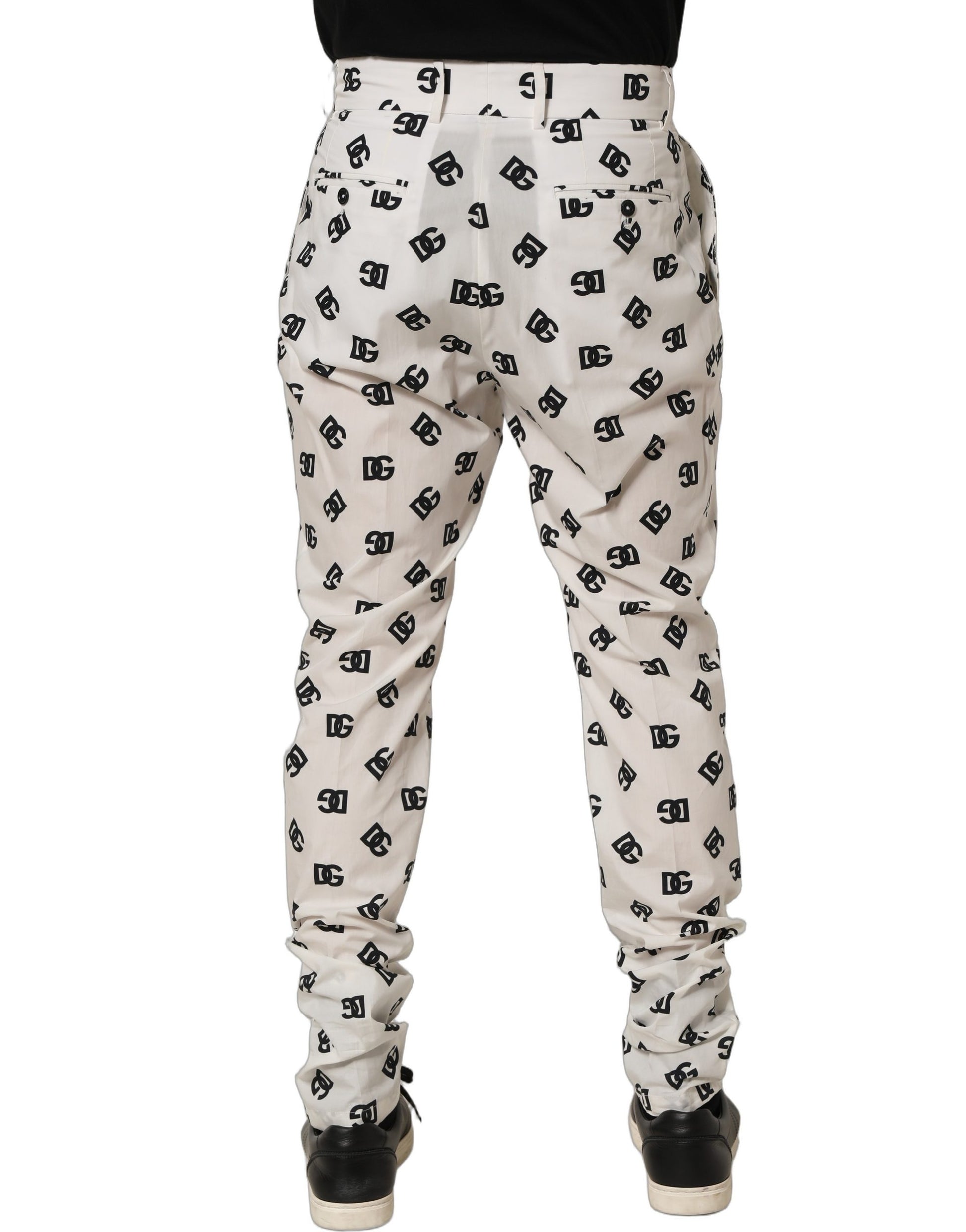 Dolce & Gabbana White Logo Skinny Leg Dress Men Trouser Pants Dolce & Gabbana