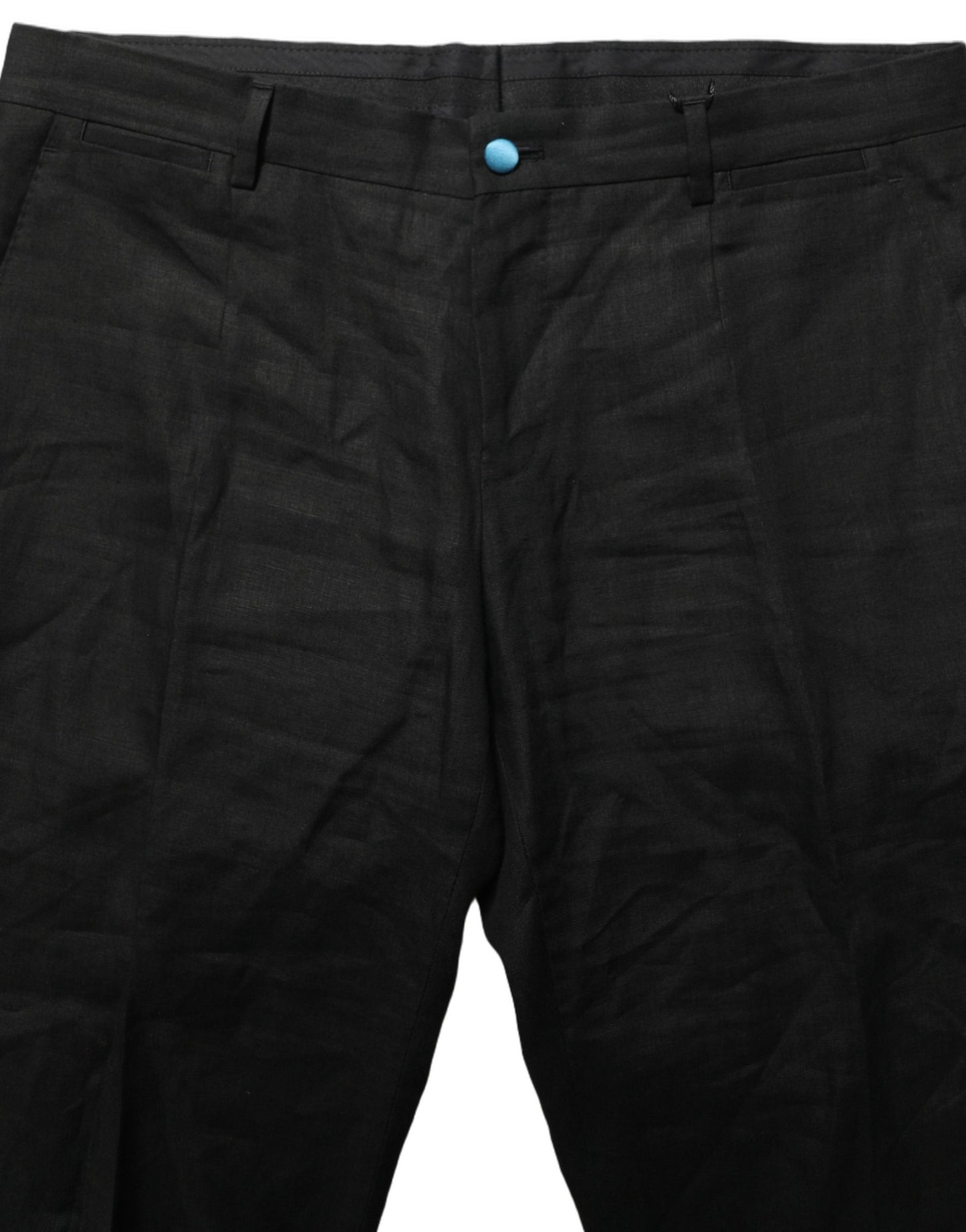 Dolce & Gabbana Black Linen Skinny Leg Dress Trouser Pants Dolce & Gabbana