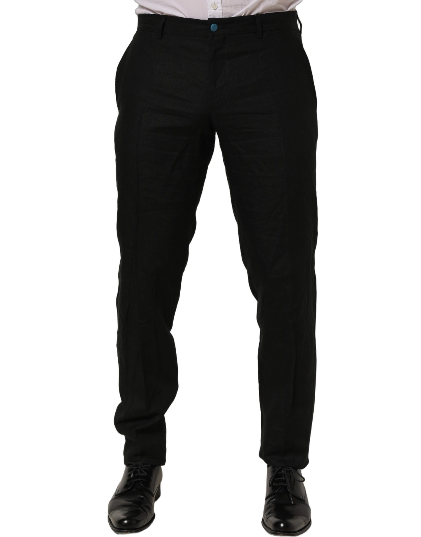 Dolce & Gabbana Black Linen Skinny Leg Dress Trouser Pants Dolce & Gabbana