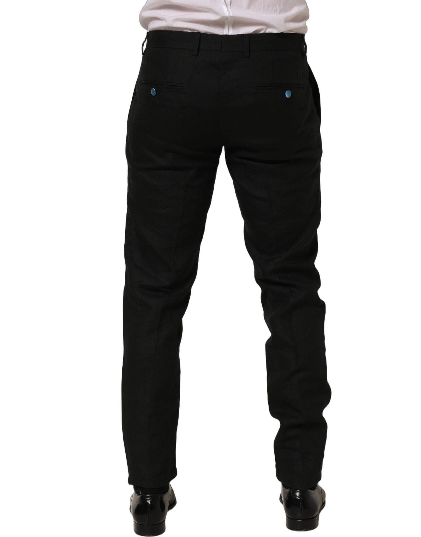 Dolce & Gabbana Black Linen Skinny Leg Dress Trouser Pants Dolce & Gabbana