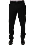 Black wool skinny leg dress trousers by Dolce & Gabbana, featuring tailored fit and classic style.